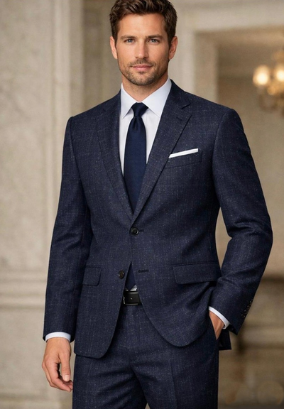 Statement Mens Modern Fit 2 Piece 100% Super 200s Wool Suit β Single Breasted Notch Lapel Jacket