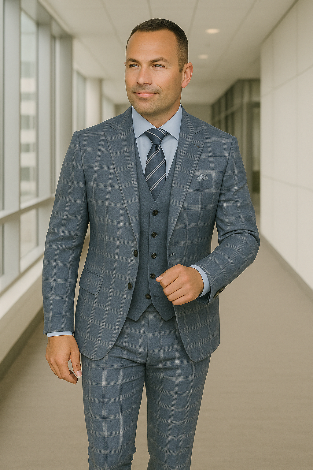 Italian 3-Piece Wool Suit Modern Fit by Statement