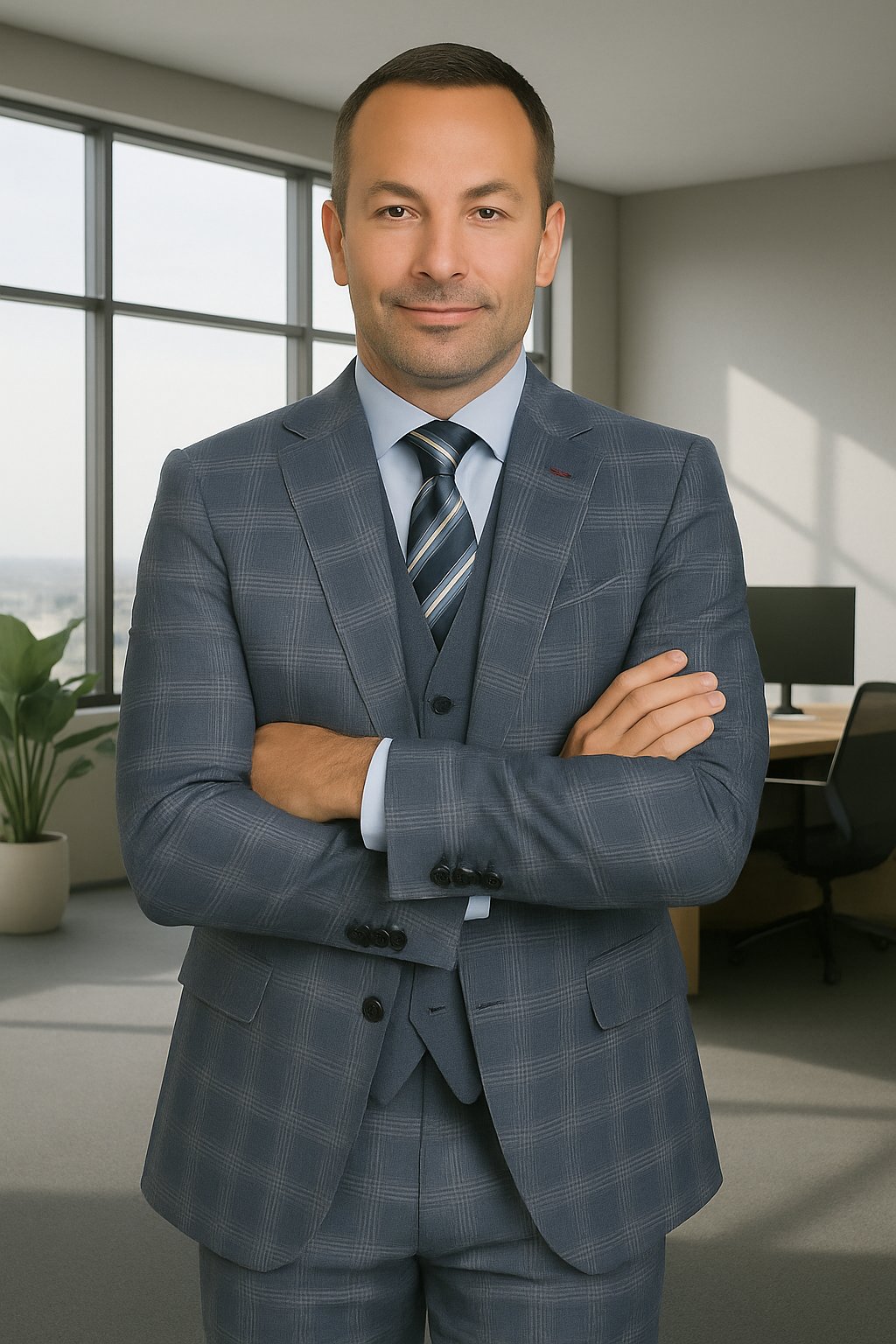 Italian 3-Piece Wool Suit Modern Fit by Statement