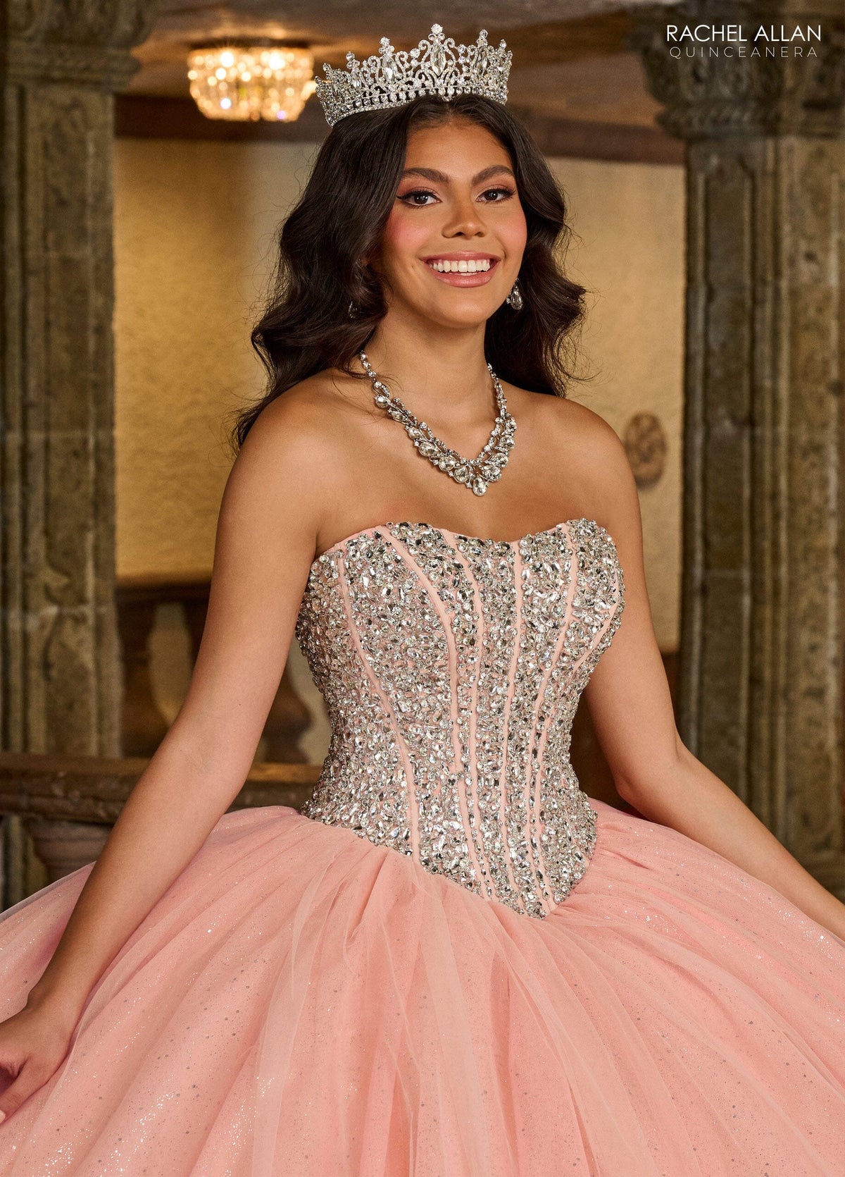 Rachel Allan RQ1130 Strapless Cape Quinceanera Dress