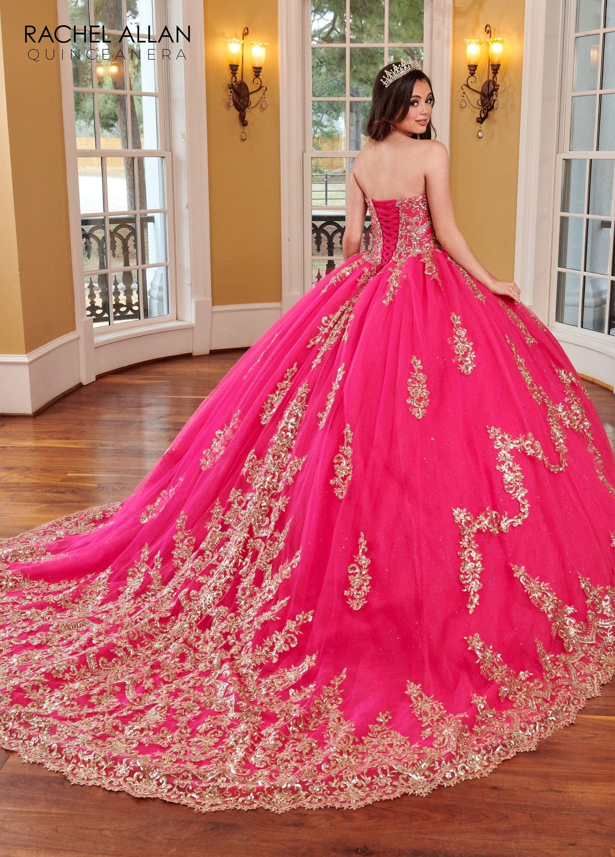 Rachel Allan RQ2170 Strapless Cape Quinceanera Dress