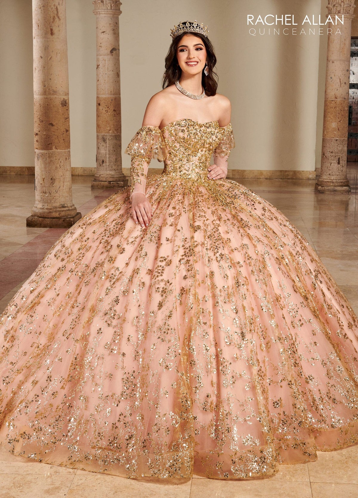 Rachel Allan RQ2176 Strapless Long Sleeve Quinceanera Dress