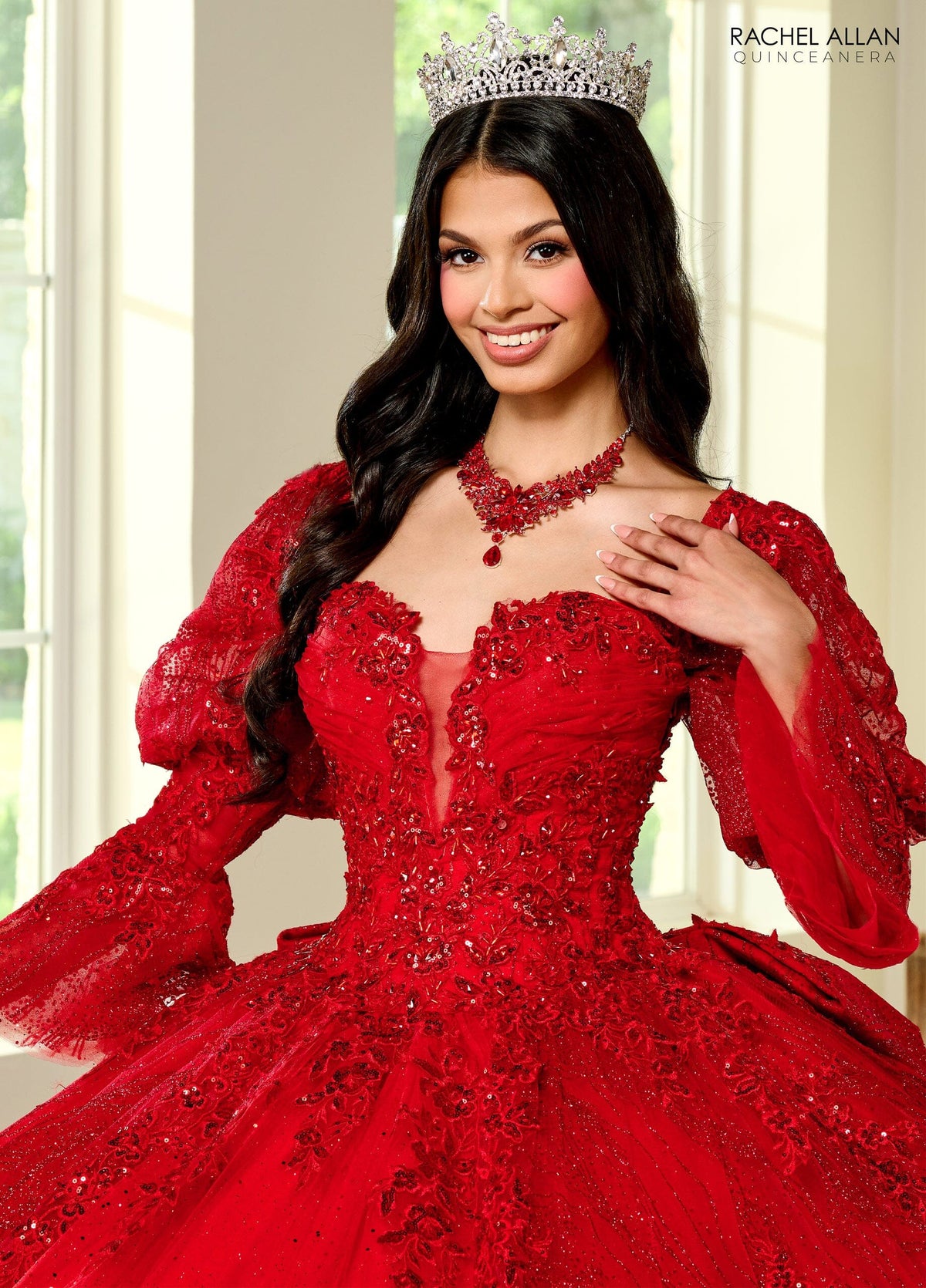 Rachel Allan RQ1135 Strapless Puff Sleeve Quinceanera Dress