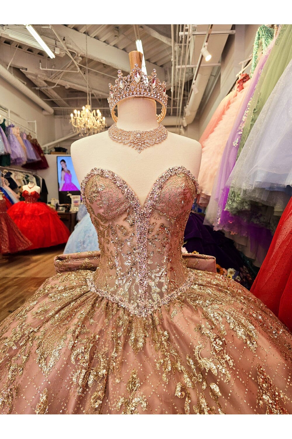 Strapless Sheer Corset Ball Gown by Bella Princess PQ1058