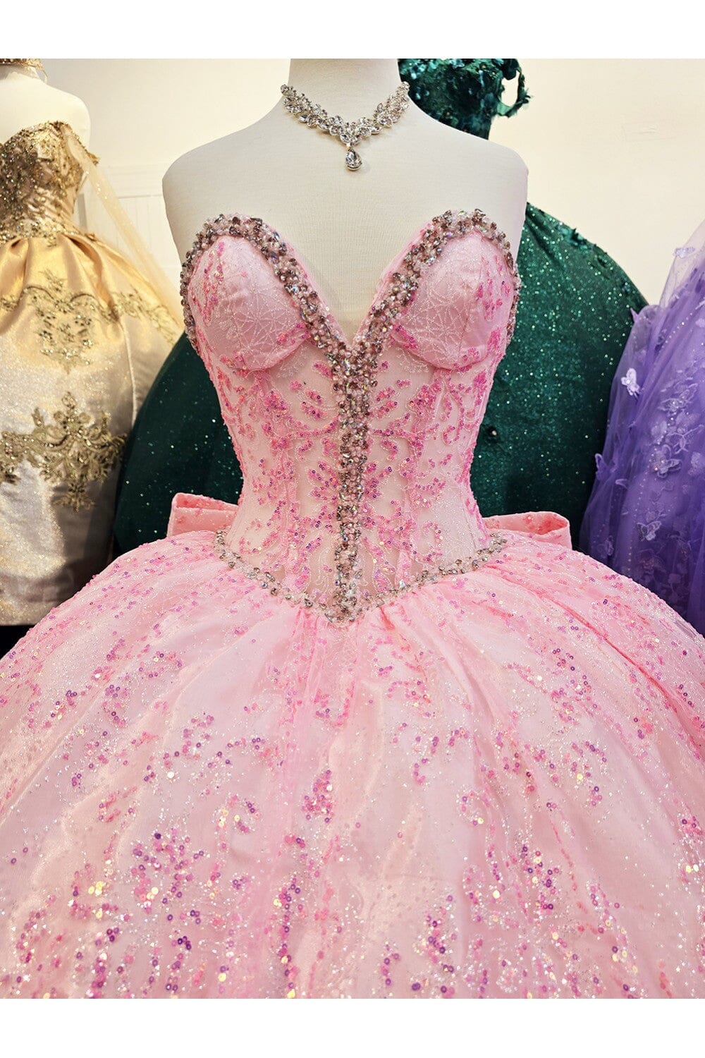 Strapless Sheer Corset Ball Gown by Bella Princess PQ1058