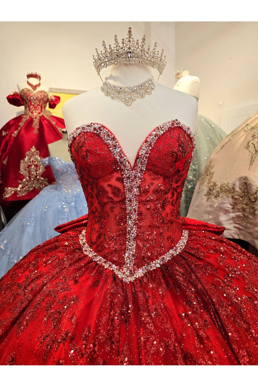 Strapless Sheer Corset Ball Gown by Bella Princess PQ1058