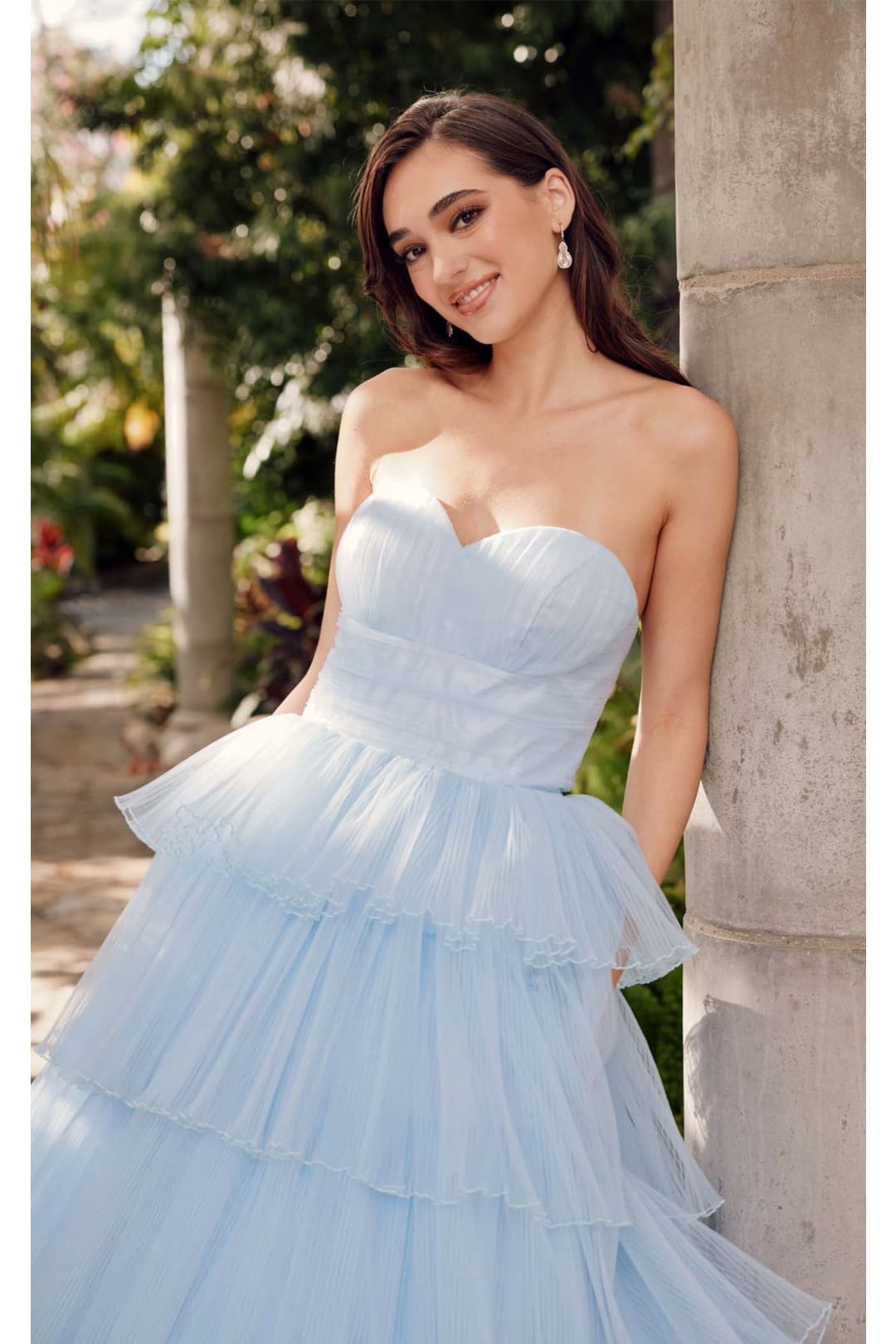 Strapless Tiered Ruffled A-Line Gown by Juliet JT2452K