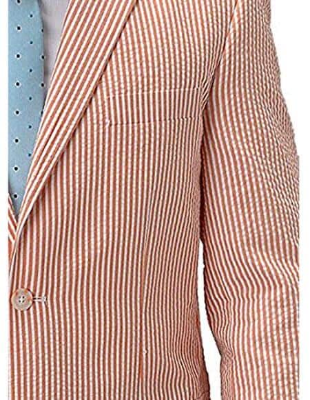 Striped Seersucker Orange Blazer