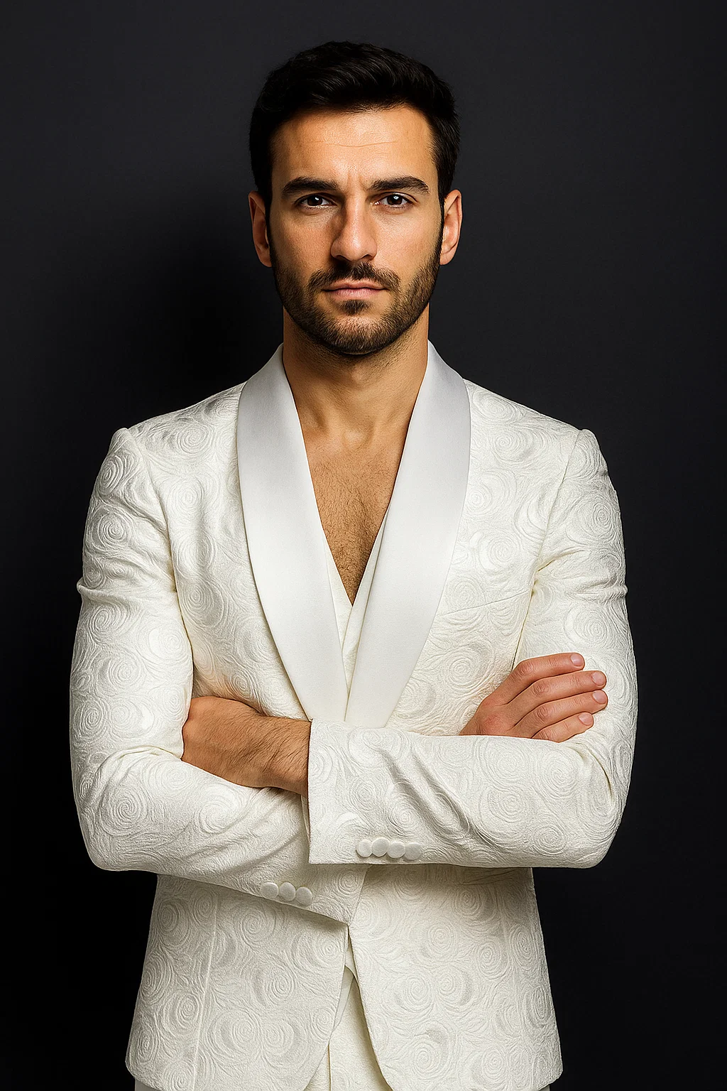 Alberto Nardoni Brand White Paisley Shawl Collar Tuxedo Dinner Jacket & Men's Blazer Sport Jacket