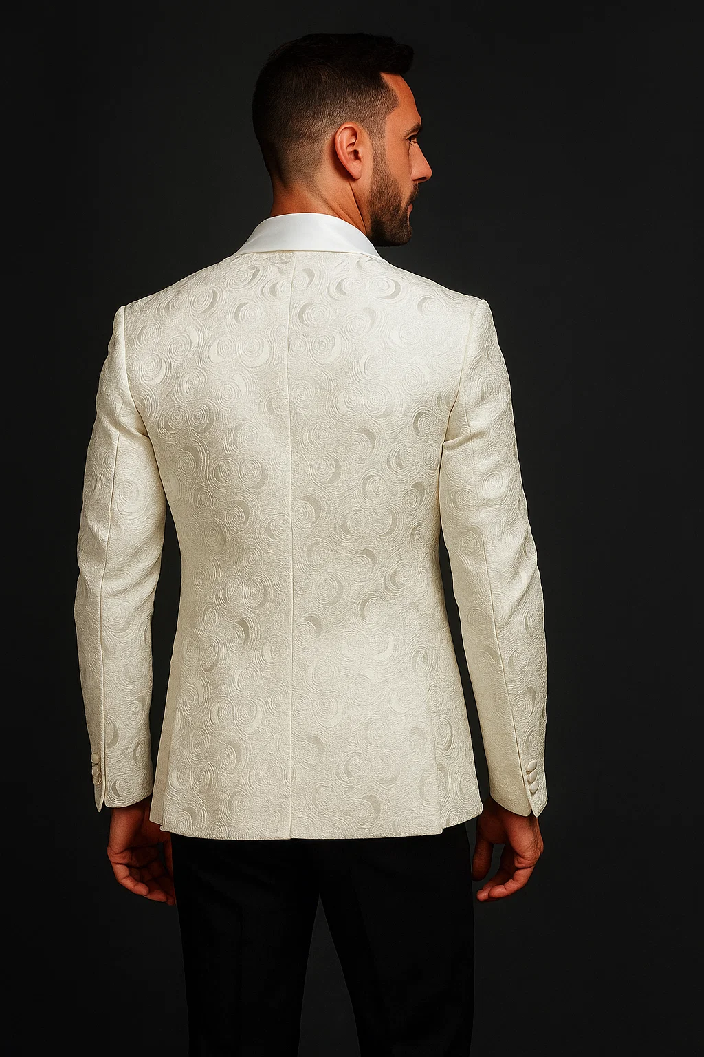 Alberto Nardoni Brand White Paisley Shawl Collar Tuxedo Dinner Jacket & Men's Blazer Sport Jacket