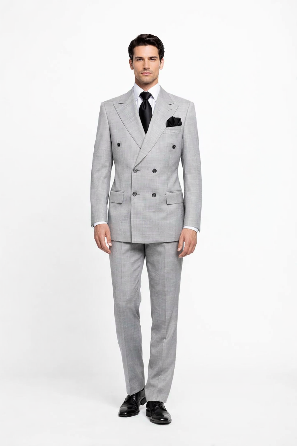 Rossiman Classic Fit Grey Wool Suit with Pleated Pants
