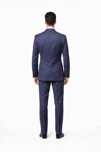 Rossiman Navy Pinstripe Wool Suit - Classic Fit