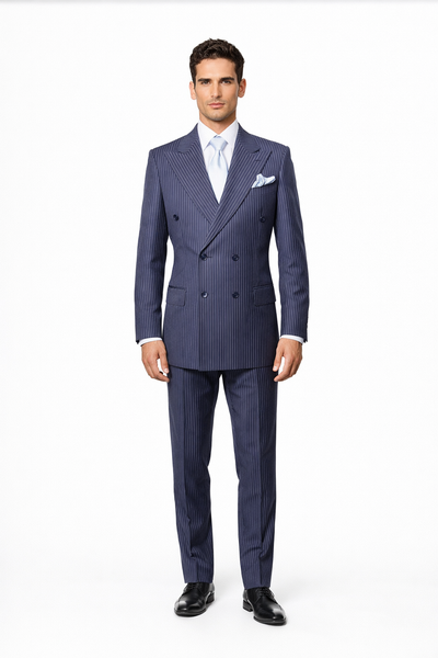 Rossiman Navy Pinstripe Wool Suit - Classic Fit