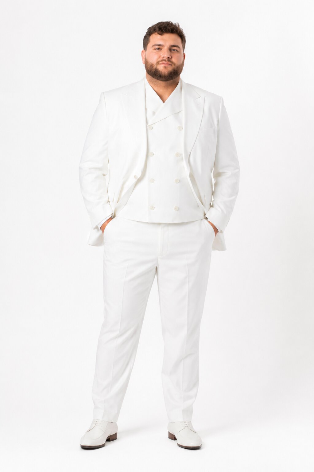 Tiglio Rosso Suit - Classic Fit Athletic Cut 100% Wool Super 150s Italian Fabric Peak Lapel in Color Off White