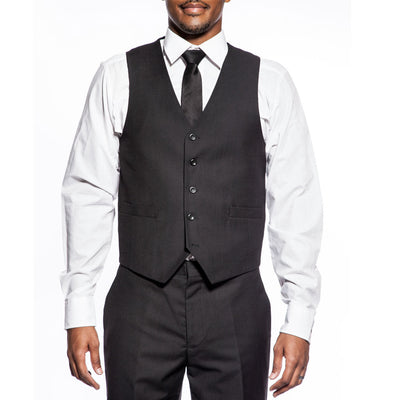 Slim Fit Men's 3 Piece 2 Button Suit - Black