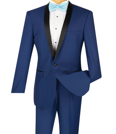 Shawl Collar Slim Fit Blue Tuxedo - Kingsman Collection