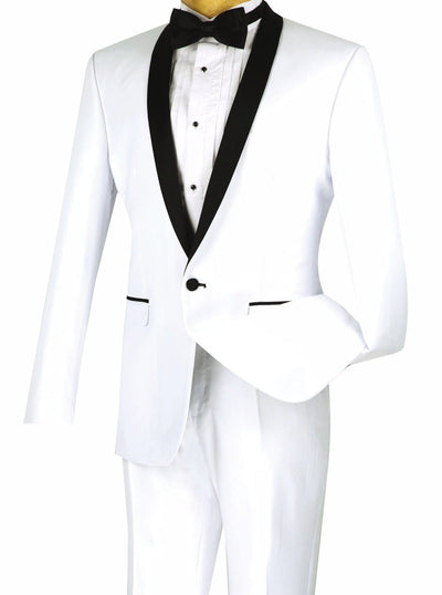Shawl Collar Slim Fit Tuxedo - White, 2 Piece
