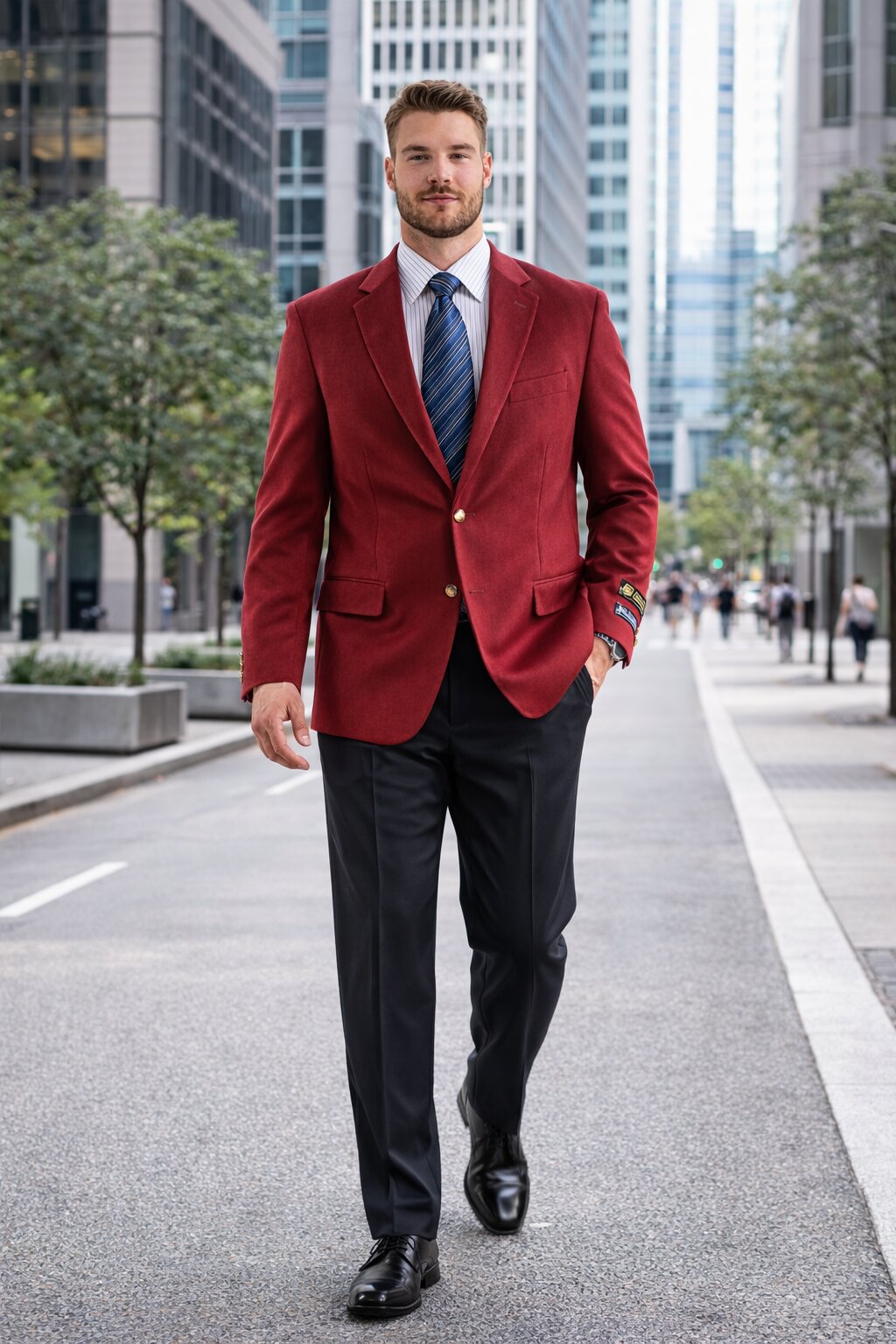Big and Tall & Extra Long Sizes Men's Blazer With Brass Buttons