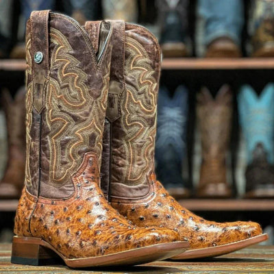 mens-broken-arrow-print-ostrich-square-toe-boots-cognac