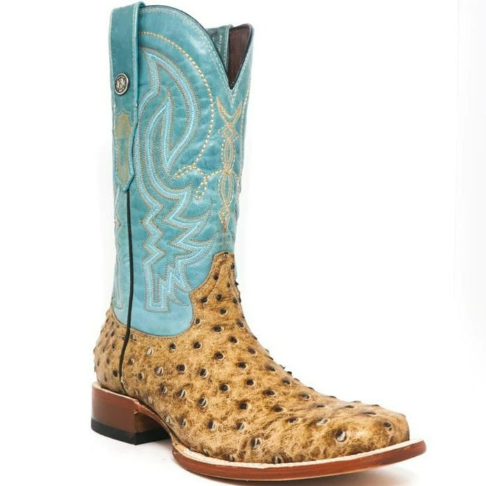 Men's Cooper Print Ostrich Square Toe Boots Matte Rustic Orix
