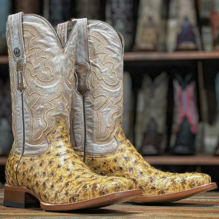 Men's Dutton Print Ostrich Square Toe Boots Rustic Orix: