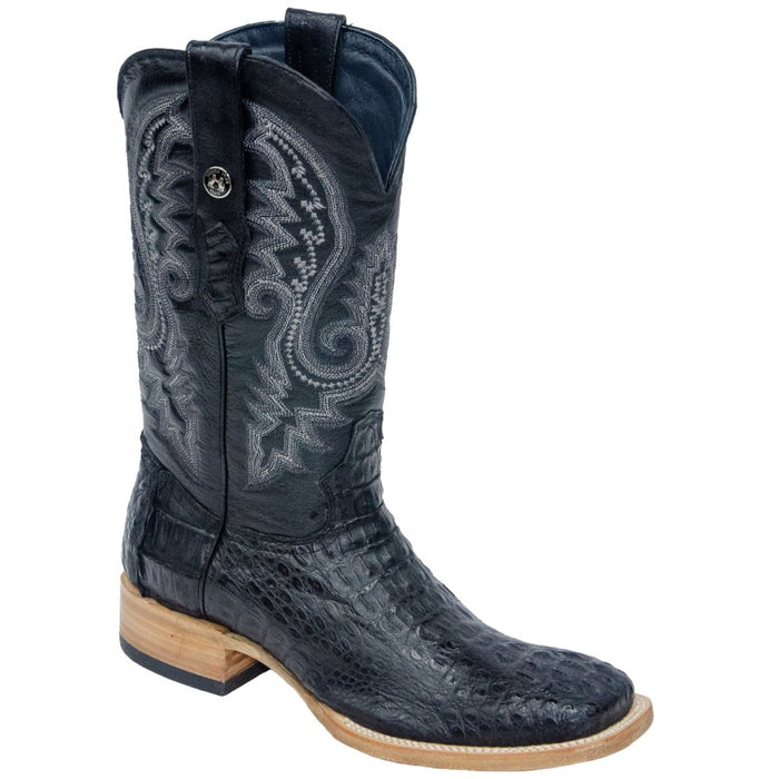 Men's Genuine Full Quill Ostrich Square Toe Boots Brandy