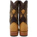 Men's Genuine Full Quill Ostrich Square Toe Boots Antique Saddle