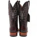 Men's Genuine Full Quill Ostrich Square Toe Boots Black Cherry