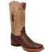 Men's Genuine Full Quill Ostrich Square Toe Boots Cherry Wood