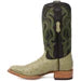 Men's Genuine Full Quill Ostrich Square Toe Boots Olive Green