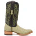 Men's Genuine Full Quill Ostrich Square Toe Boots Olive Green