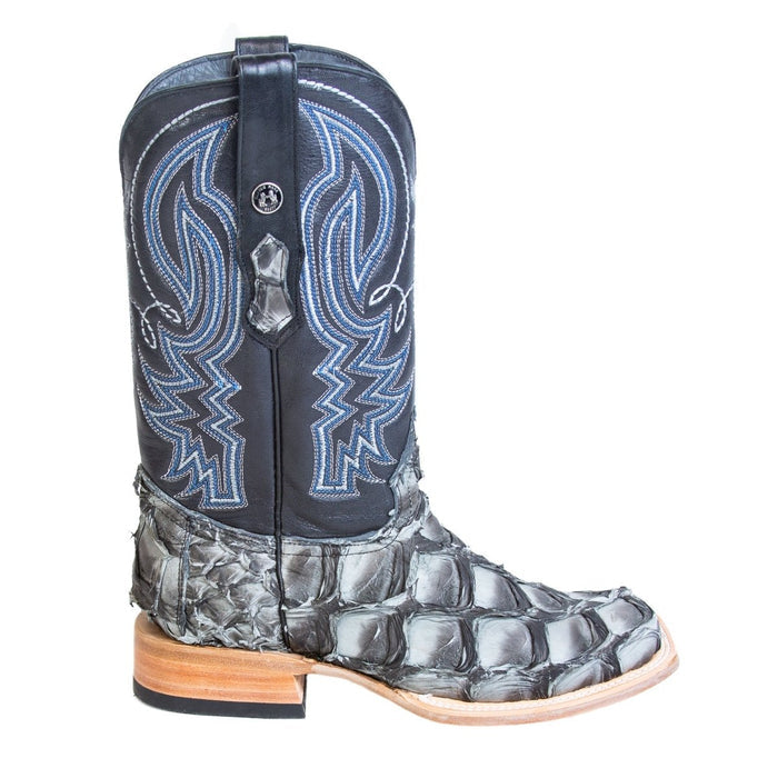 Men's Genuine Monster Fish Square Toe Boots Blue