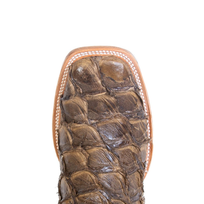 Men's Genuine Monster Fish Square Toe Boots Brown
