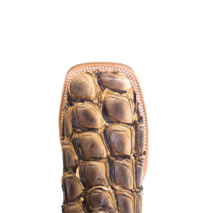 Men's Genuine Monster Fish Square Toe Boots Brown