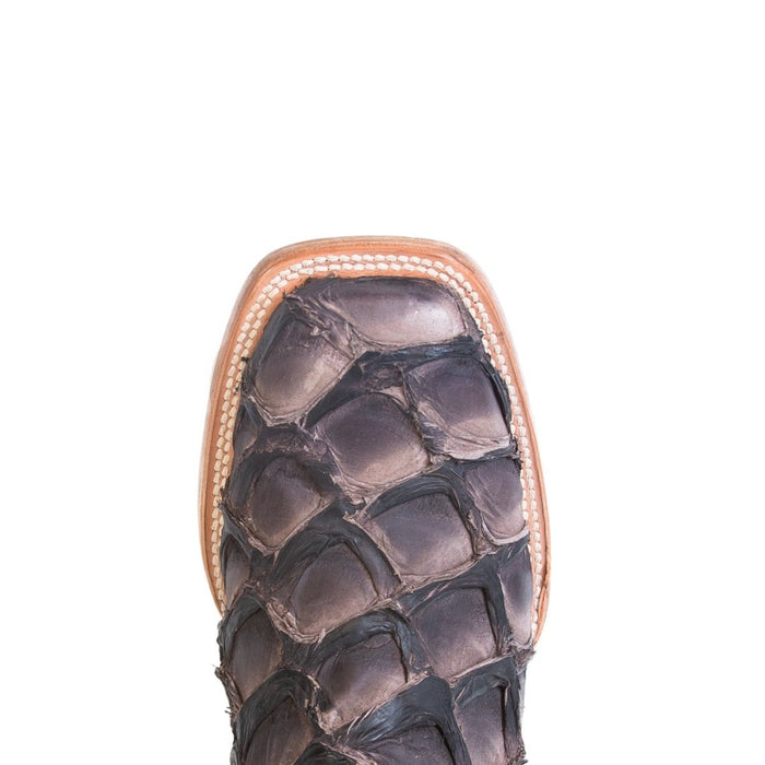 Men's Genuine Monster Fish Square Toe Boots Chocolate