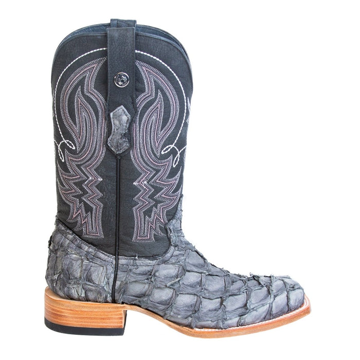 Men's Genuine Monster Fish Square Toe Boots Grey
