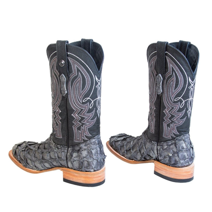 Men's Genuine Monster Fish Square Toe Boots Grey
