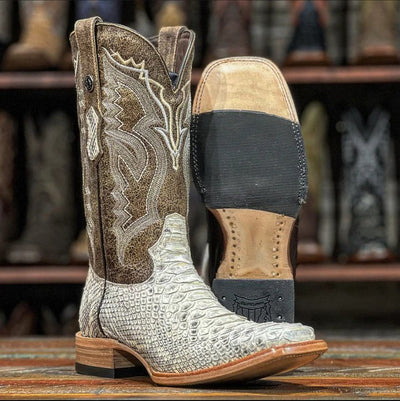 Men's Genuine Python Square Toe Boots Natural Matte