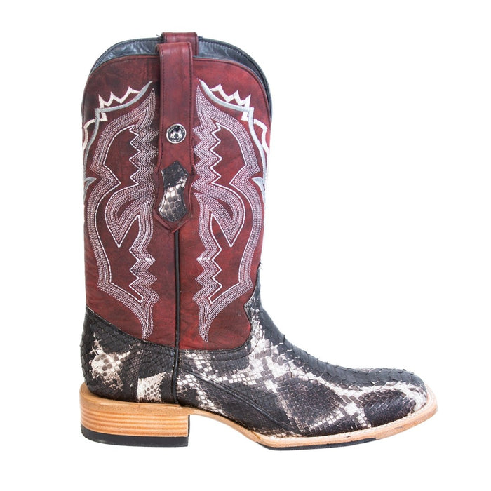 Men's Genuine Python Square Toe Boots Natural