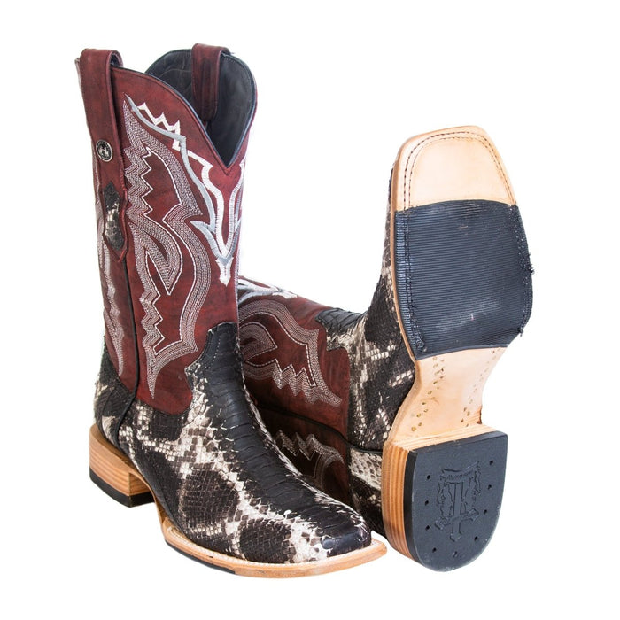 Men's Genuine Python Square Toe Boots Natural