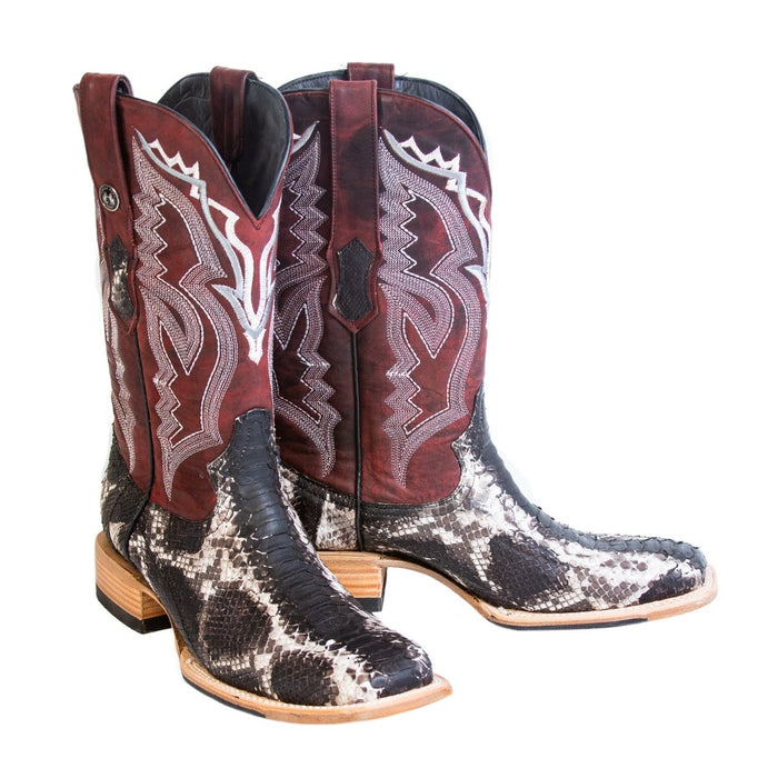 Men's Genuine Python Square Toe Boots Natural