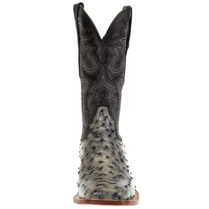 Men's Guthrie Print Ostrich Square Toe Boots Rustic Black