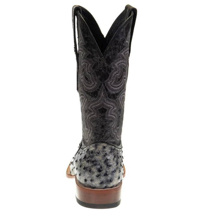 Men's Guthrie Print Ostrich Square Toe Boots Rustic Black