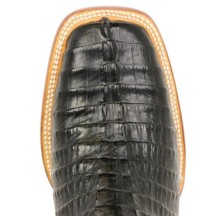 Lufkin Black Caiman Print Square Toe Boots