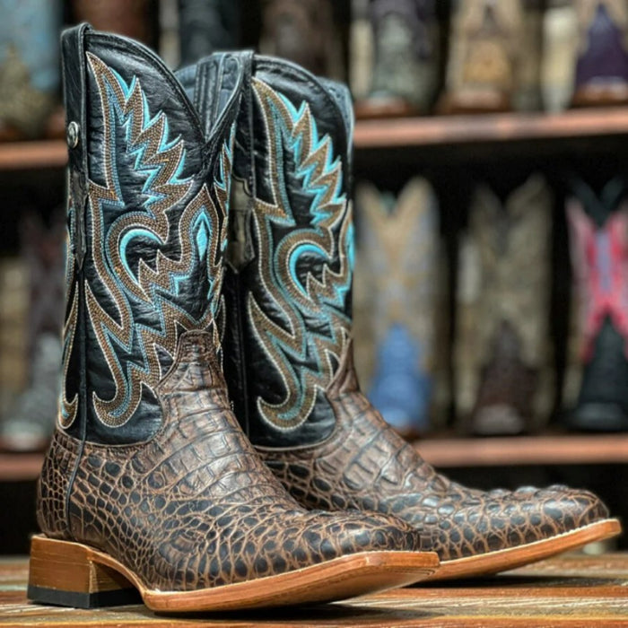 Men's Hudson Square Toe Caiman Print Boots