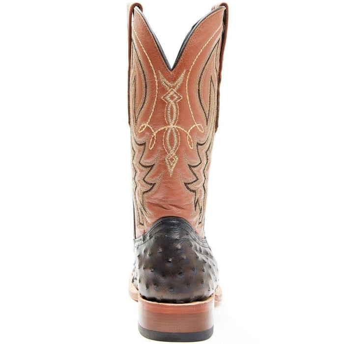 Men's Cahill Print Ostrich Square Toe Boots Black