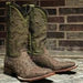 Men's Print Ostrich Square Toe Boots Suede Brown