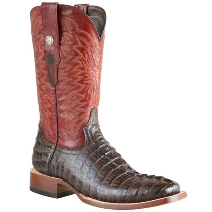 The Bandit Print Caiman Tail Square Toe Boots