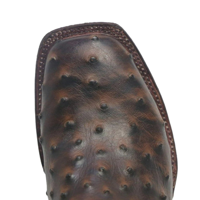 Women's 'Shiloh' Ostrich Print Square Toe Boots Brown
