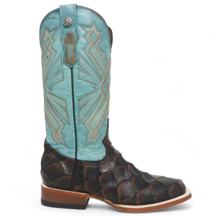 Women's 'Kennedy' Ostrich Print Square Toe Boots Black